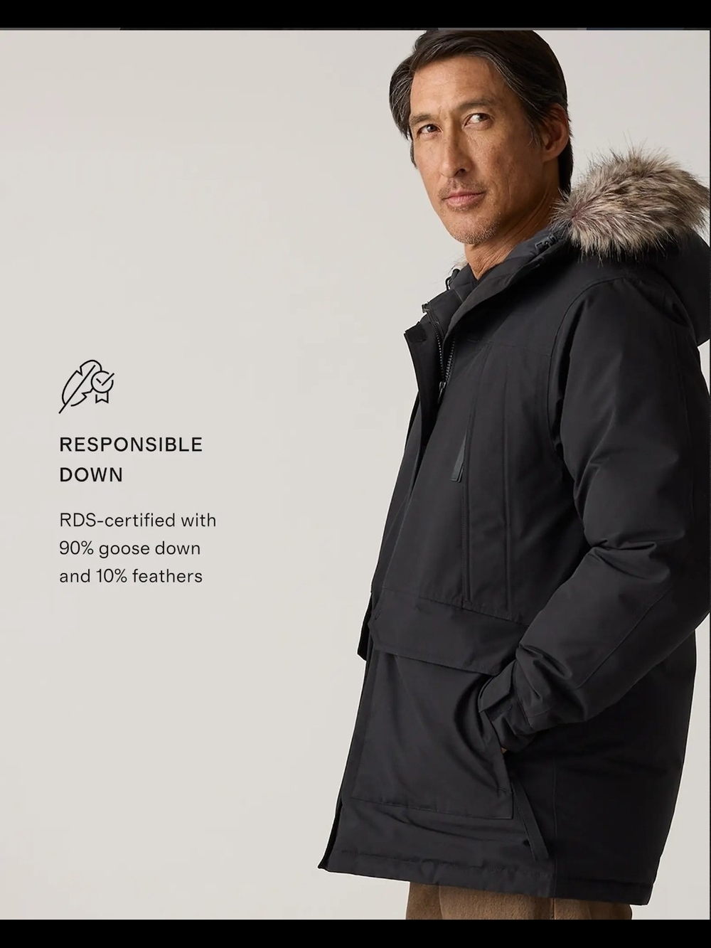 Quince Mens Responsible Down Hooded Parka Black Outerwear Jacket Sz S, NWT